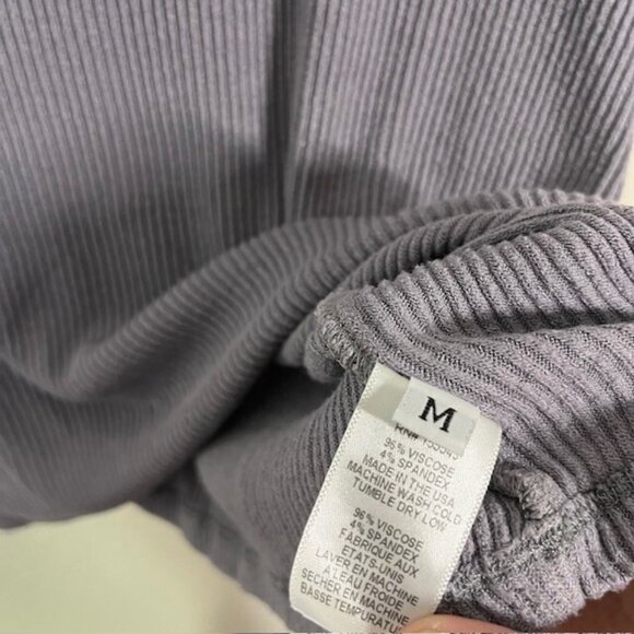 SABLYN Top Womens Medium Ribbed Long Sleeve Shirt Boxy Gray FLAW - Picture 4 of 6